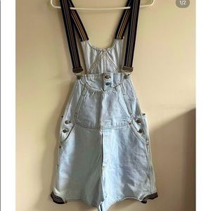 Vintage D’Mode Classix Rainbow strapped jean classic romper overalls- early 90’s